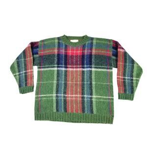 Vintage 1980s Id Distinctions Sweater Women's 50% Mohair Acrylic Green Red